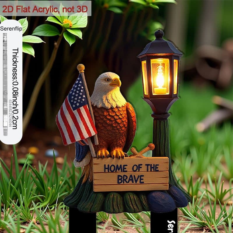 TEMU 2d Flat, [2d Flat] 1pc 2d Flat Acrylic Plant Insert With Pointed End Eagle, Flag And Wooden Sign Adds Flair To Gardens With Flower Pot Ornaments, Perfect For Outdoor Courtyard Accents, 2d Flat