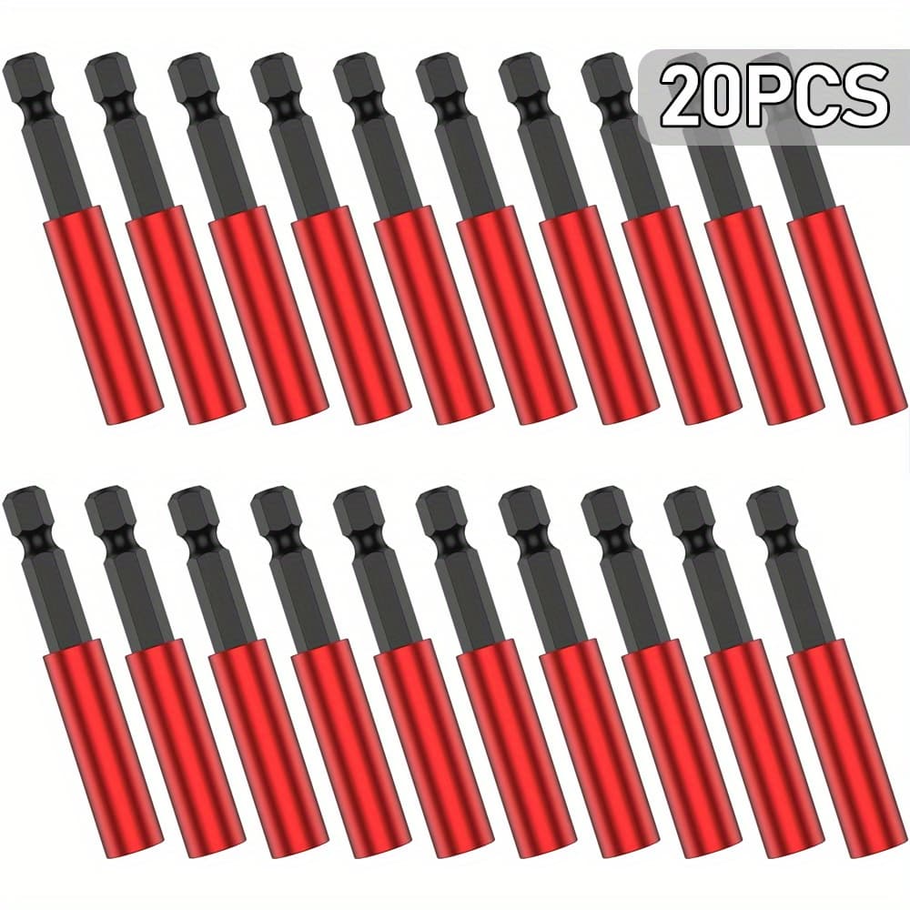 TEMU 20-40pcs 60mm Magnetic Screwdriver Extension Bit Tips Holder 1/4inch Hex Shank Kit Drill Bit Adapter Sleeve Tools For Nuts Magnetic Extension Socket Drill Bit Holder 1/4" Tools