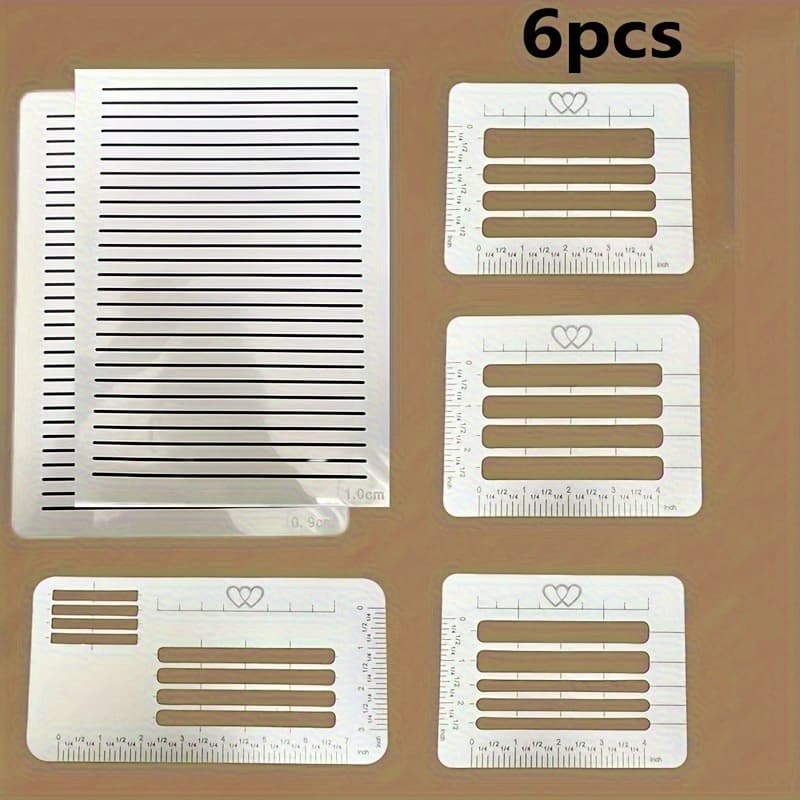 TEMU 1 Set 6pcs Of Paper Crafting Templates With Rulers - Invitations, Greeting Cards, And Calligraphy Practice