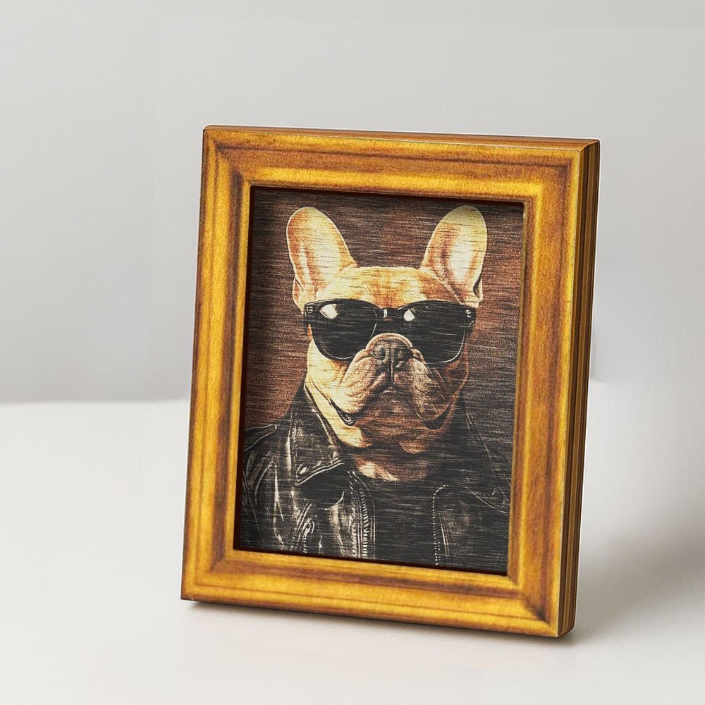 TEMU 1 Fridge Magnet, Wooden Mini Decorative Painting, Wooden Fridge Magnet, Fashionable Glasses And Leather Jacket Design, Home Decoration And Fun Gift, (back Is Full Of Magnet)