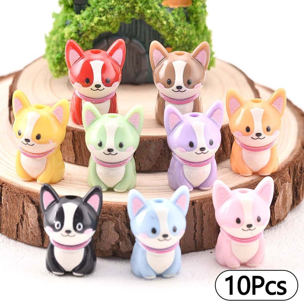 TEMU 10pcs Mixed Color Cute Dog Acrylic Beads Focus Beads Decorative Beads, Suitable For , Bracelets, Necklaces, Gifts, Artworks Handmade Crafts Accessories Beads