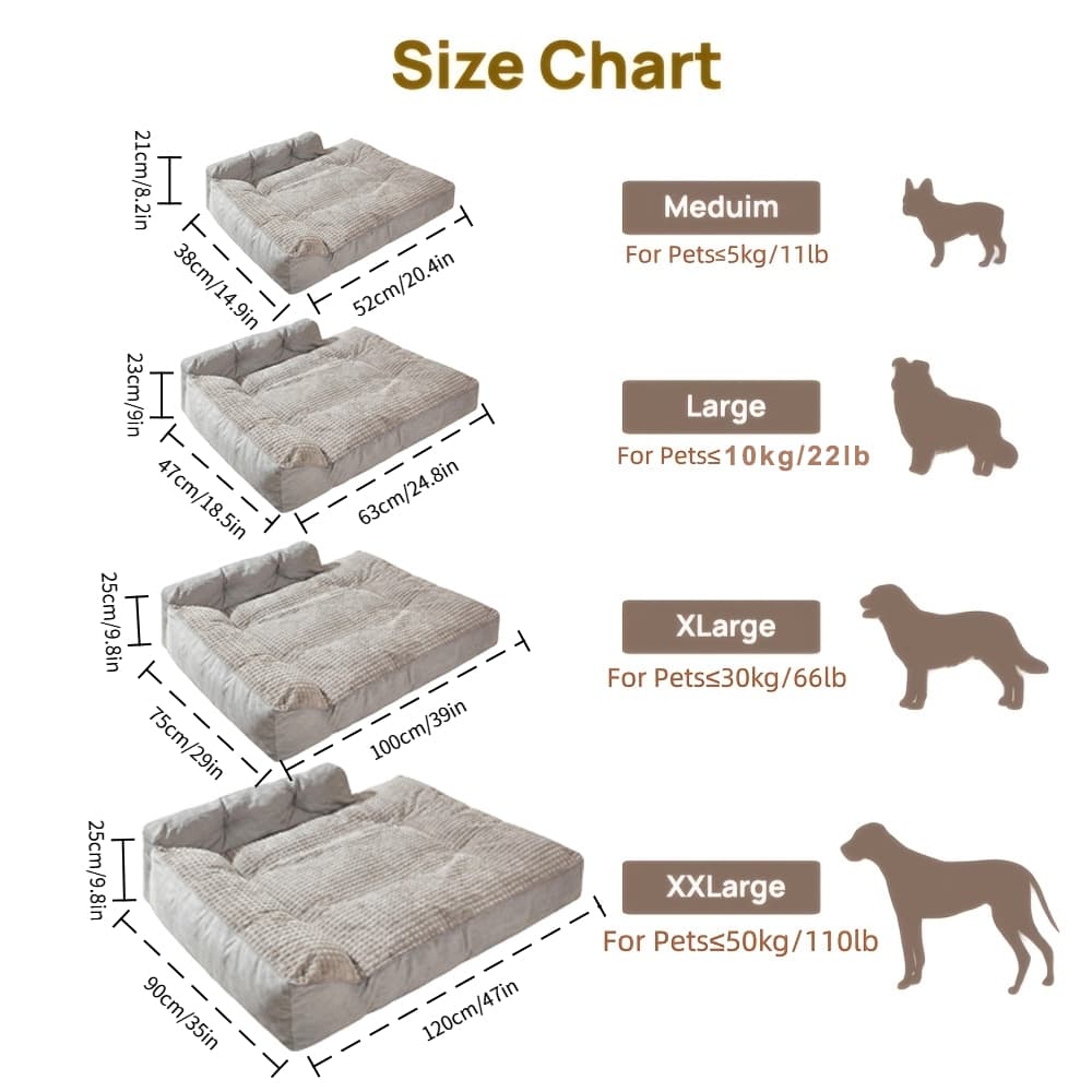 TEMU Orthopedic Memory Foam Dog Bed For Medium Large And Senior Dogs, 65d High Density Pet Mattress With Egg Crate Foam, Three-sided Bolster Pet Sofa Bed, Gray