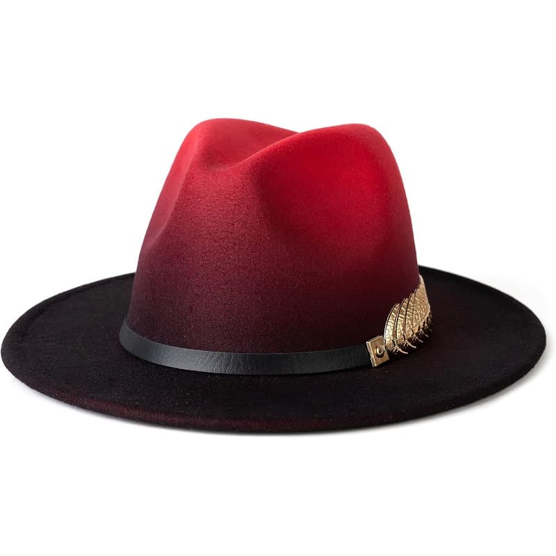 TEMU Women's Ombre Fedora Wide Brim Felt Panama Hat With Belt