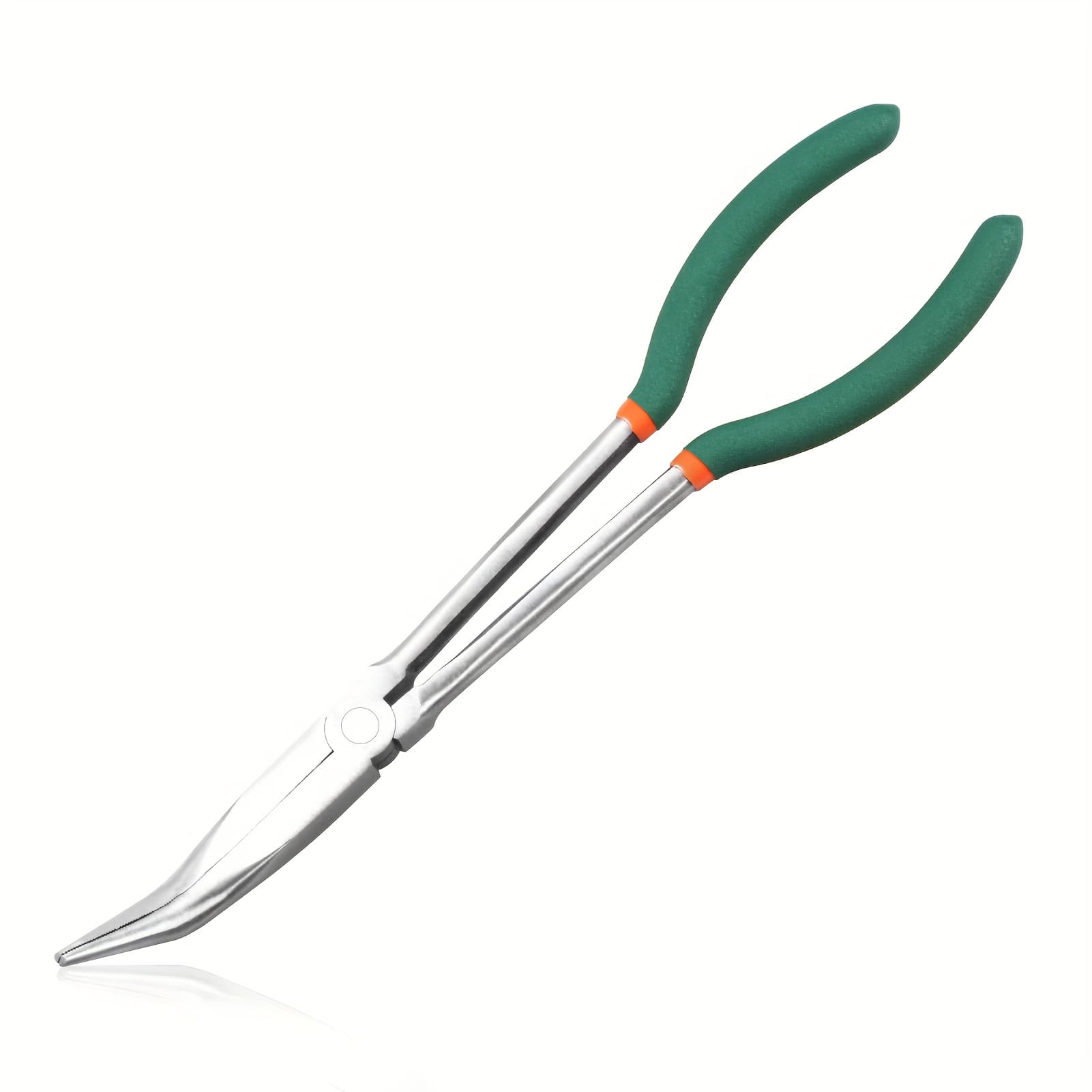 TEMU Orange-green Long Handle Curved Nose Pliers Fishing O Ring Plyers Long Nose Needle Pliers Angle Pliers Tool