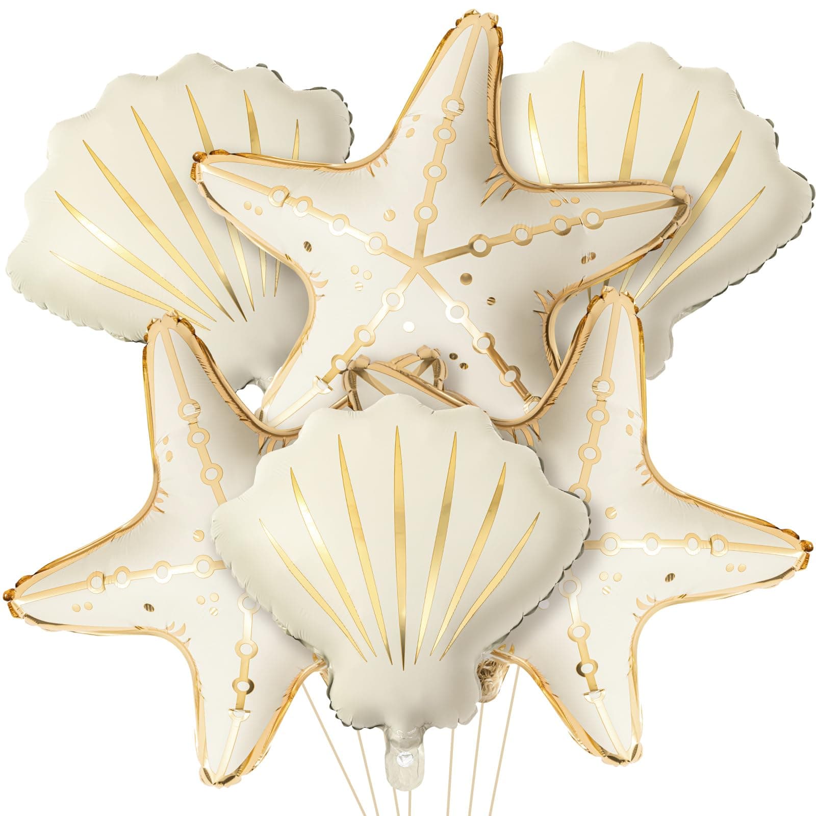 TEMU 6pcs Starfish And Seashell Balloons, Party Decorations, Mermaid Birthday Ocean Theme Balloon For Shower Beach Party Supplies