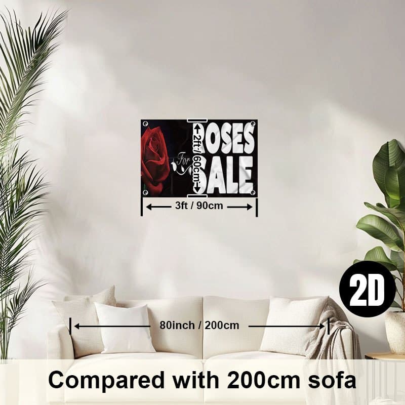 TEMU 1 Promotional Flag Featuring Roses, Ideal For Shops, Markets, And Booths, As Well As For Store Displays And Advertising Purposes