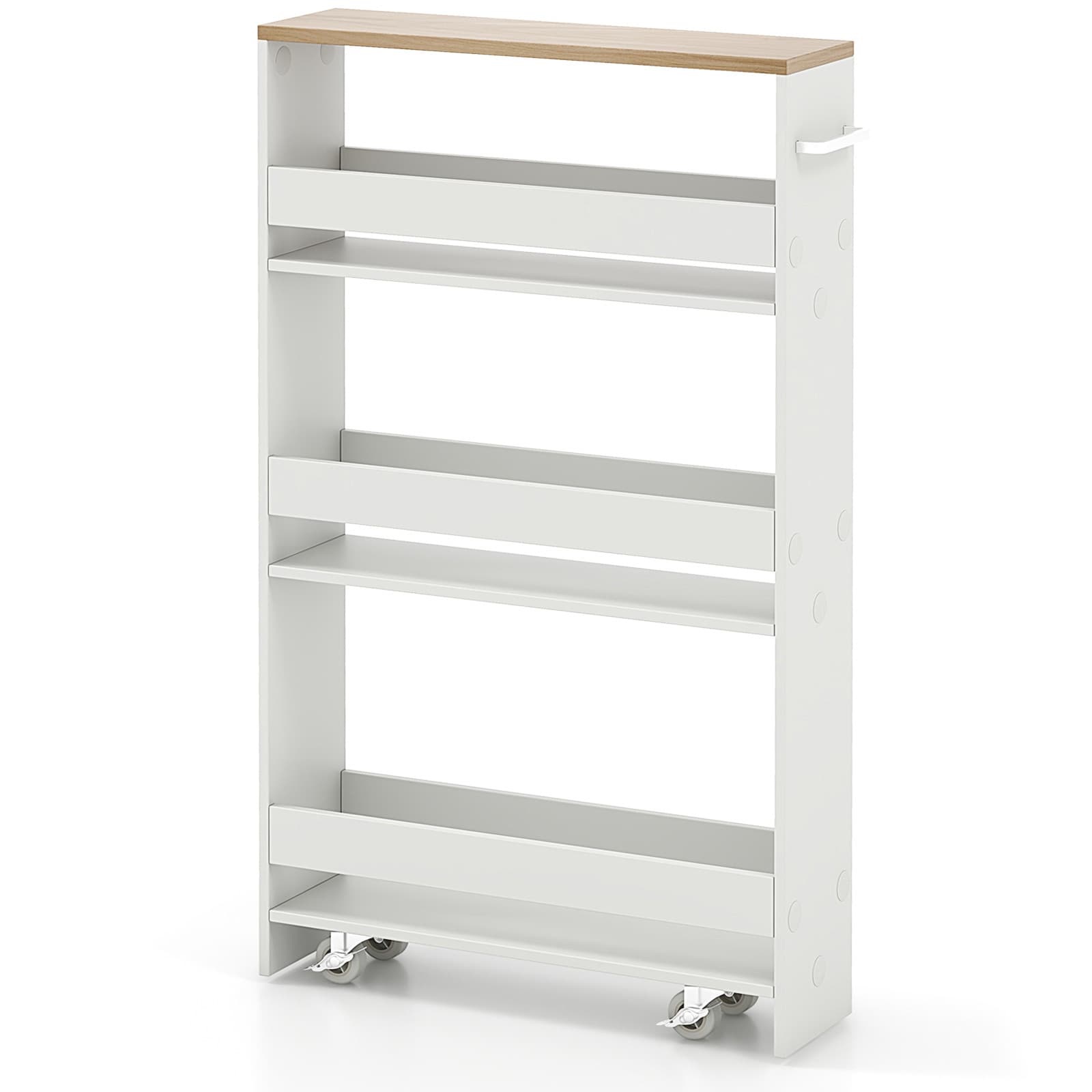 TEMU Space-saving 4-tier Slim Rolling Storage Cart With Wheels - Compact, Mobile Organizer For Kitchen, Bathroom & Laundry - Metal Frame With Lockable Wheels & Handle