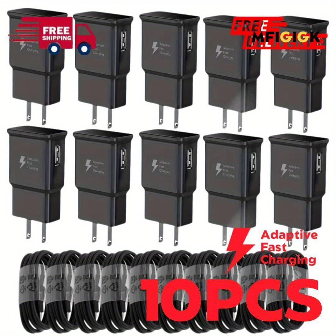TEMU Mfiglgk 10pcs Adaptive Fast Charger Usb C Cable Phone Wall Charger Block For For S21/ S21+/ Ultra/ S20/ S10+/ S10e/ S9/ S8 Mfiglgk