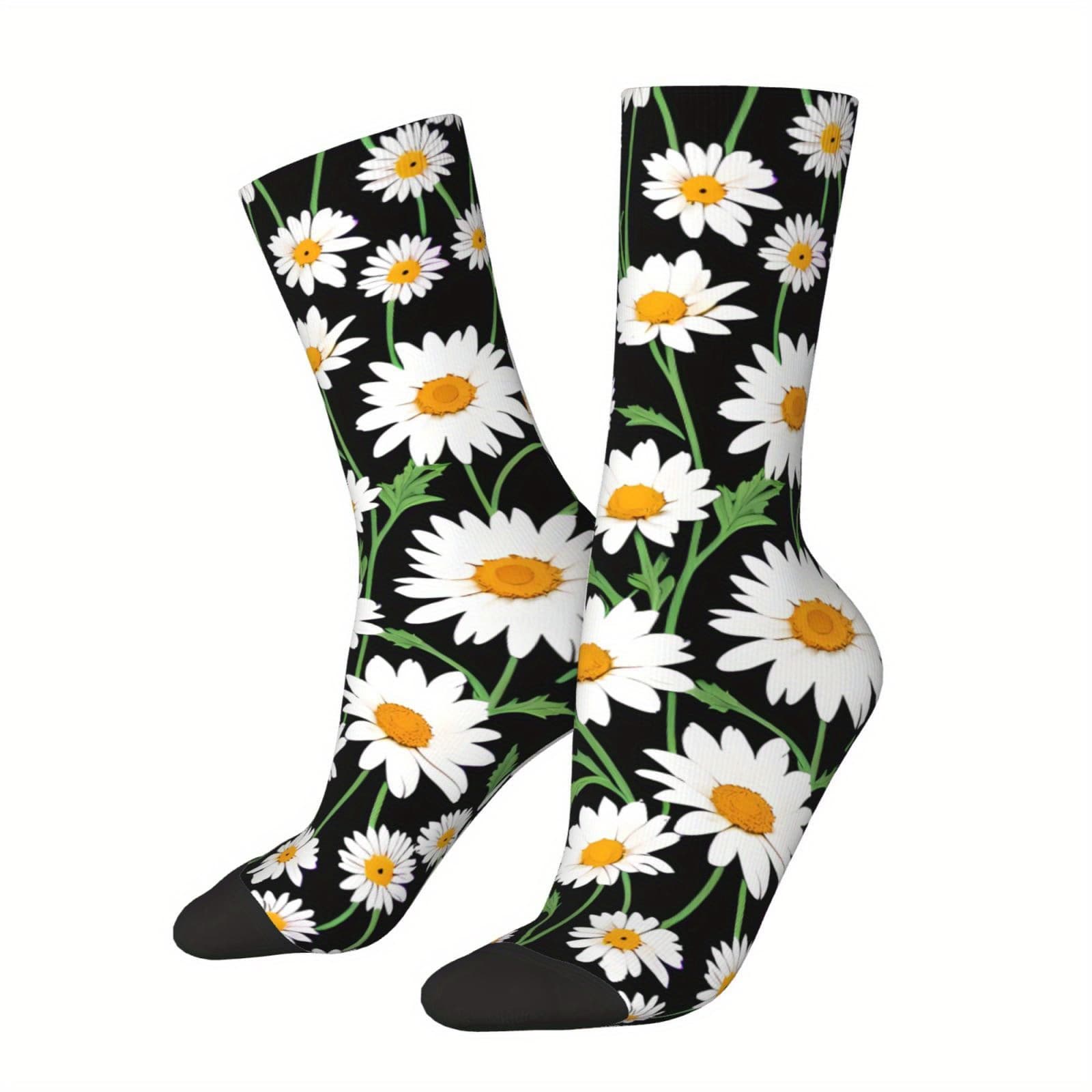 TEMU 1 Pair Novelty Crew Socks, Polyester & Spandex Blend, Hip-hop Happy Pattern - Funny Socks For Men And Women