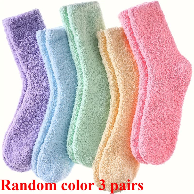 TEMU Soft And Comfortable Winter Socks, (4pcs)/3 Pairs (6pcs) Of Colored Medium Length Socks, Thickened Women's Sock Covers Are Soft And Comfortable, Thickened And Wear-resistant