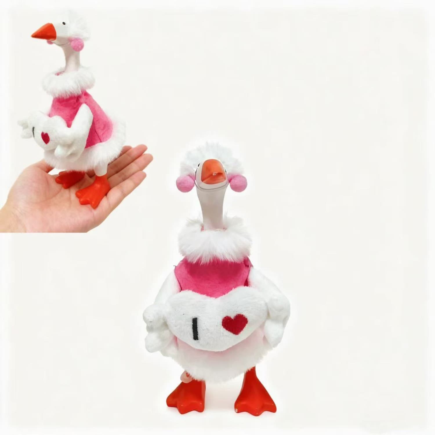 TEMU Valentine's Day Desktop Goose Outfit - Heart-themed Additions, Home Desktop Decor, Valentine's Day Decor, Holiday Party Decor, Fits 7-inch Mini Goose, Adorable Little Goose Outfit