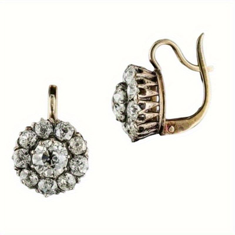 TEMU 2pcs Elegant And Fashionable Retro Fashion Earrings - Golden Alloy Inlaid Shining, Luxurious, Fashionable And Versatile, Ideal Holiday Gift