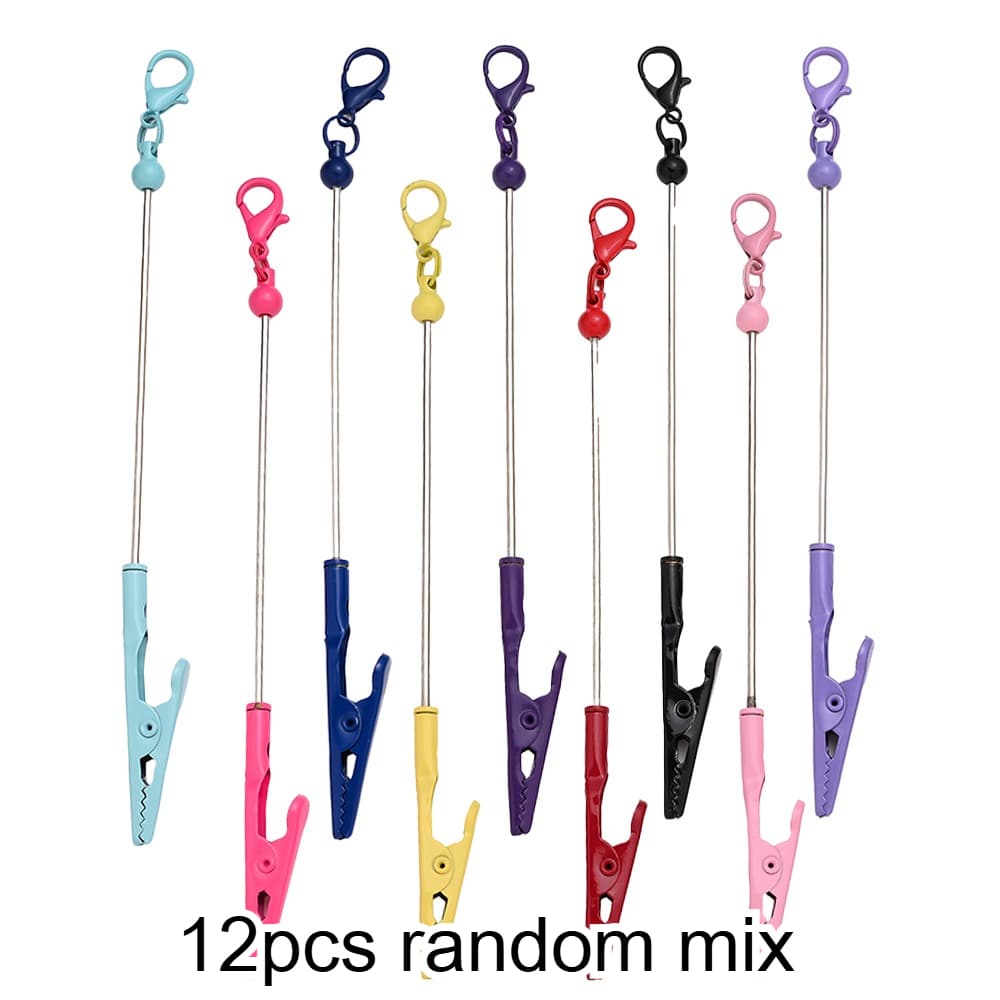 TEMU 12pcs Random Color Beadable Blank Business Card Holder With Lobster , Diy Note Clips - Alligator Clip For Business Cards, Photos Display, Notes And Messages, Use For Office Organizer