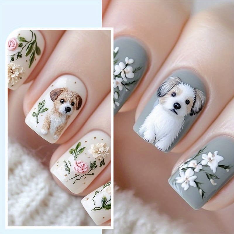TEMU Set Of 48pcs (2 Pack) Short, Cute Acrylic Fake Nails Featuring Design With Floral And Patterns, Suitable For Women And