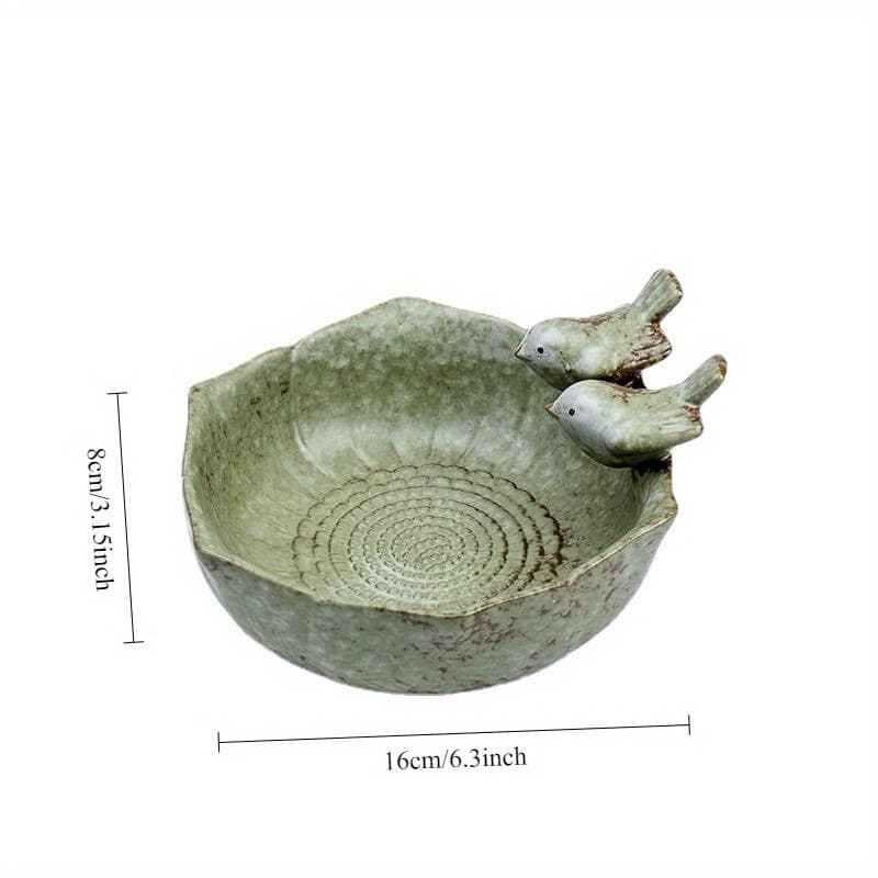 TEMU Fun Garden Ceramic Succulent Planter Pot With Bird Decor - Rust-resistant Lightweight Indoor/outdoor , Classic Round Pot For Herbs, Flowers, Office Desk, Balcony & Garden Decor