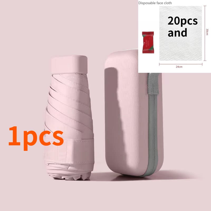 TEMU 21pcs Set (including An Umbrella And 20 Cleaning Wipes) Popular Folding Mini Portable Umbrella, High- Umbrella, Light And Portable, Suitable For Christmas, Valentine's Day, ,