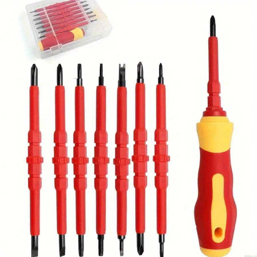 TEMU Insulated Electrician Screwdriver Set 8pcs Professional Electrical Screwdriver Set Insulation Handle Magnetic Phillips Slotted