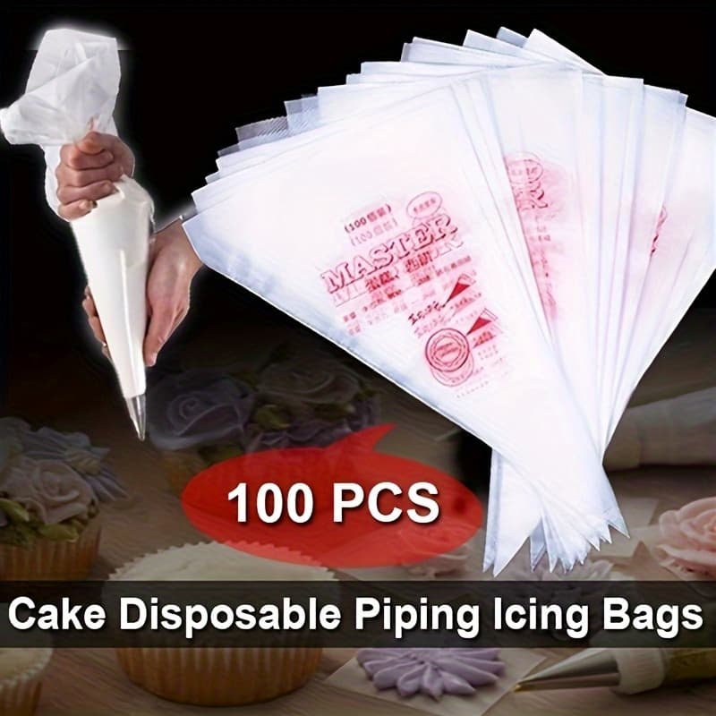 TEMU [100 Pack]food Grade Durable Plastic Piping Bags, Cake Decorating Piping Bags, Baking Icing Piping Bags, Universal Disposable Decorating Tools For Restaurants And Kitchens