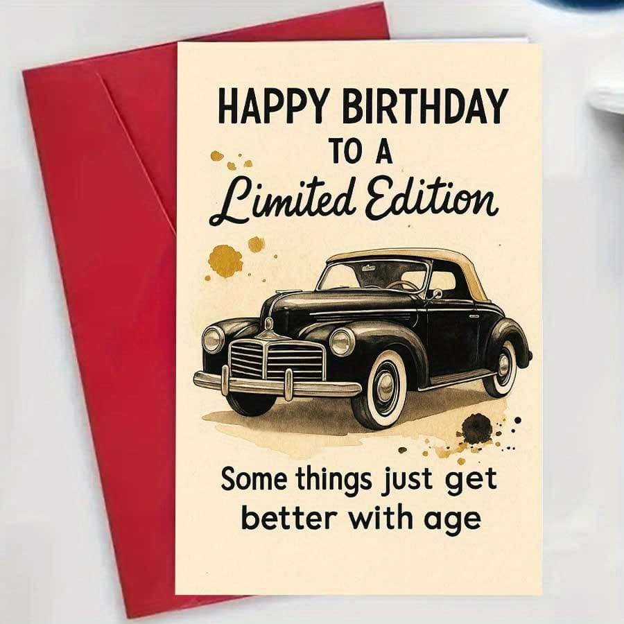 TEMU 1pcvintage Style Birthday Card For Men Classic Perfect Gift For Dad Husband Or Friend Celebrating Milestone Birthdays Age Value And Charmenvelope + Greeting Card