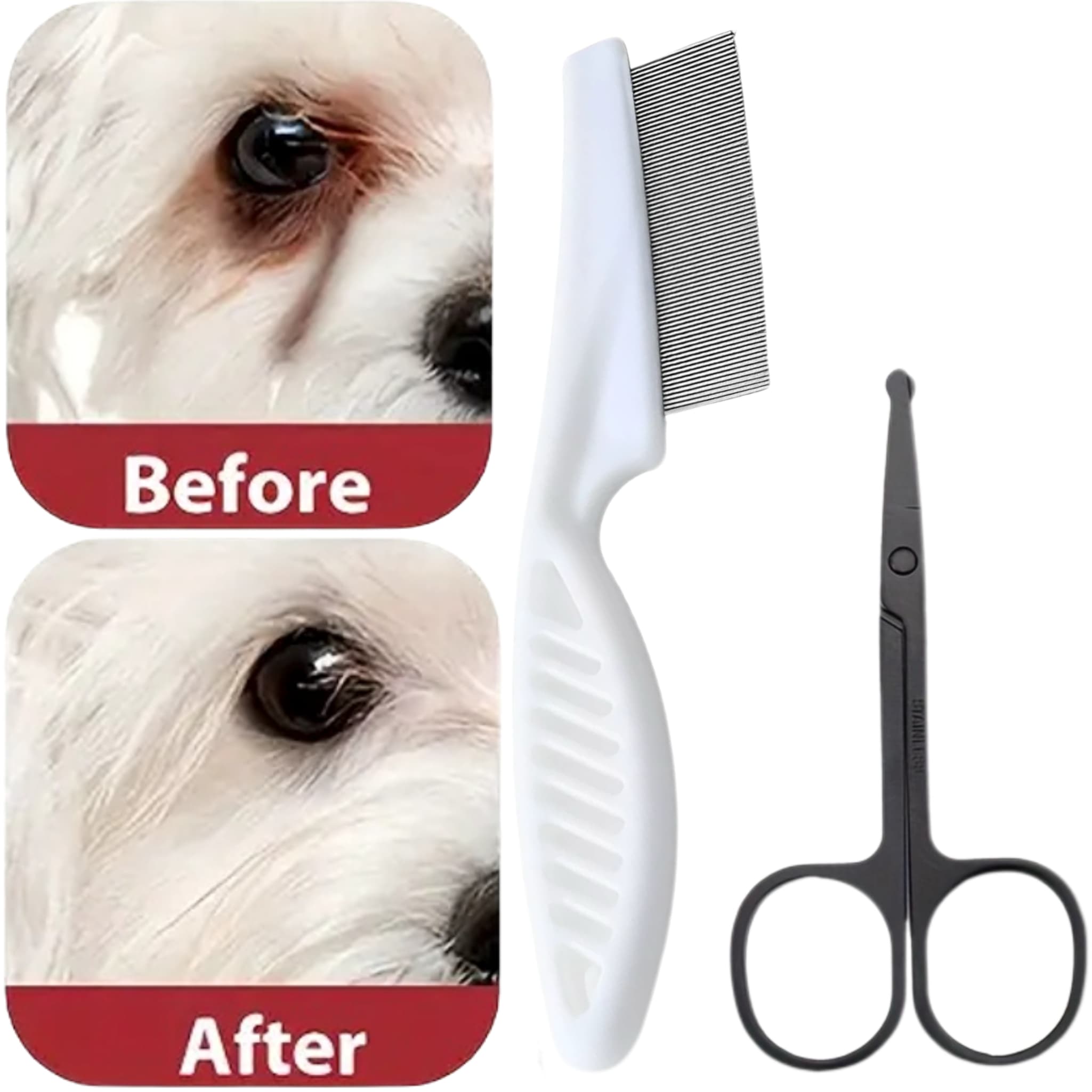 TEMU Professional Pet Tear Line Scissors And Face Comb Set, Face Comb+scissors, Fine Grooming Tool For Dogs And Cats' Faces, Removing Tear Lines, Knotting Hair, Pp Durable Material