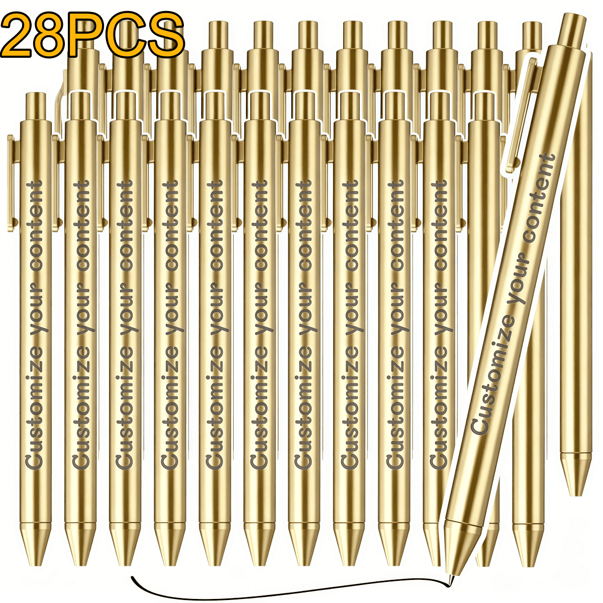 TEMU 28pcs Custom Electroplated Ballpoint Pens, Customizable Text, Suitable For Advertising Promotion, , School Supplies, Exams, Writing, Gifts For And Teachers, Christmas, Holidays