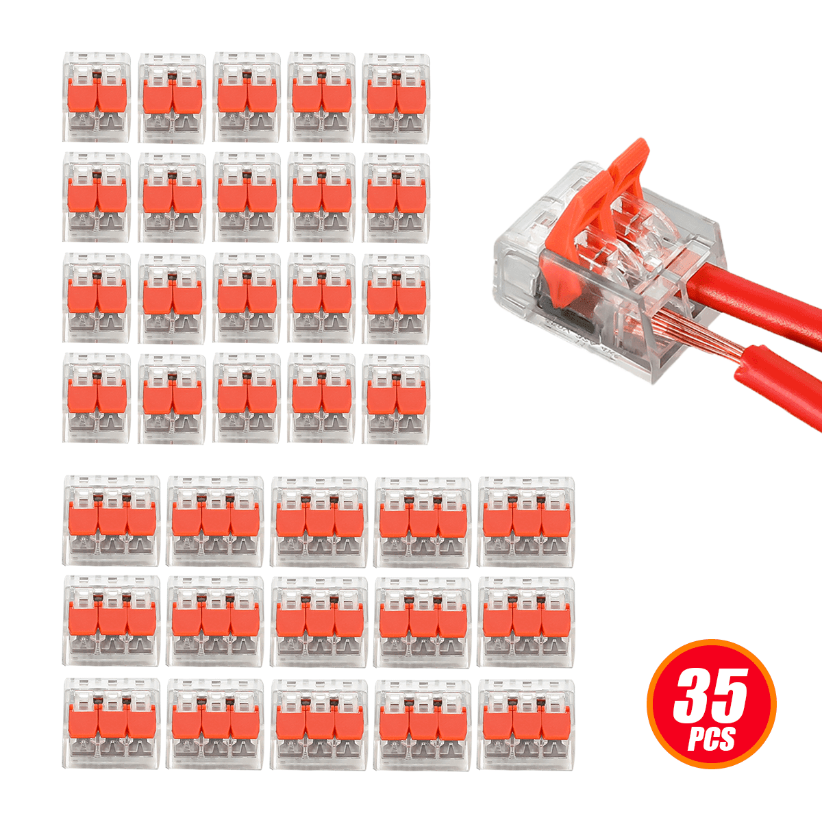 TEMU 35pcs Lever-type Wire Quick Connectors | 2/3-port Push-in Electrical Terminals For 28-12 Awg, 0.4-4.0mm Wires, Pvc, Contact, Binding Needed,