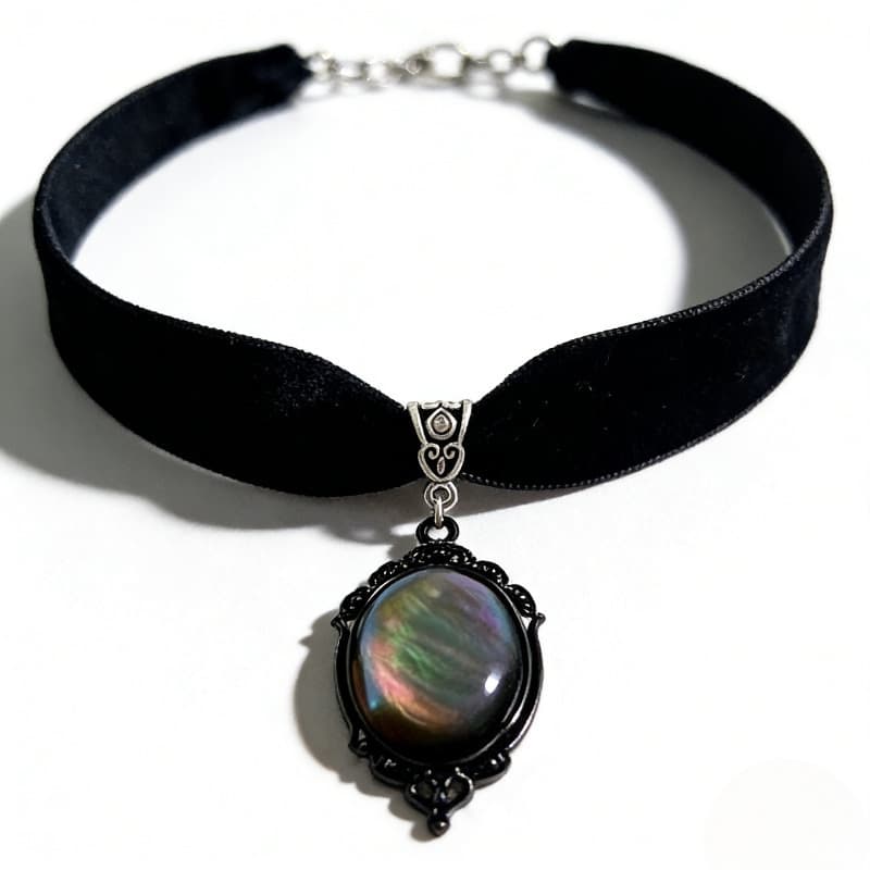 TEMU Gothic Style Oval Shaped Pendant Necklace, Jewelry Gift