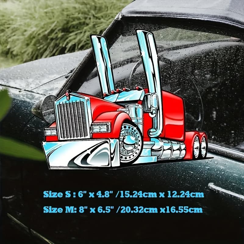 TEMU Semi Truck Cartoon 3 Size Decal Car Graphics For Man Cave Decoration