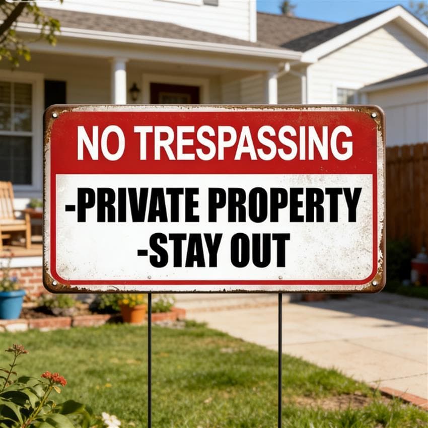 TEMU 8x12 Inch No Trespassing Private Property Metal Sign, Vintage , Outdoor Yard Decor, Stay Out Warning Sign For Home, Farm