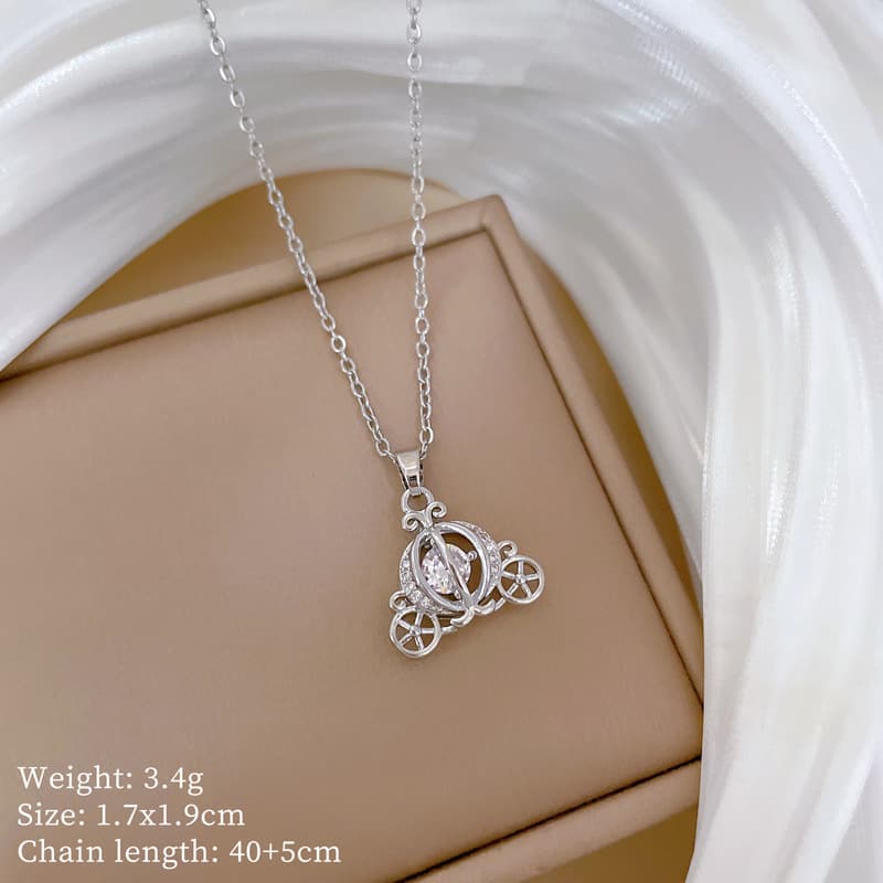 TEMU 1pc Golden - Pendant Necklace With Zirconia Accents, Featuring A Fairy - Tale Inspired And Design. Perfect For A Touch Of To Daily Wear Or Special Occasions