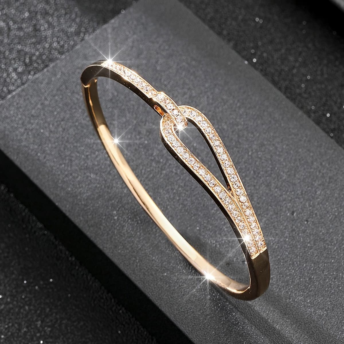 TEMU 1pc Women's Elegant Korean- Style Sparkling Synthetic Zirconia Bracelet - Open Bangle, Shiny Suitable For Daily Wear &, Ideal Gift For Ramadan, Christmas, Weddings, Birthdays