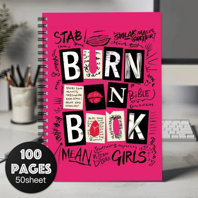 TEMU Pink Spiral Notebook Diary 1pc Work Burn Book Mean, Spiral Notebook Journal, Office And School Supplies, Perfect Gift For And Coworkers