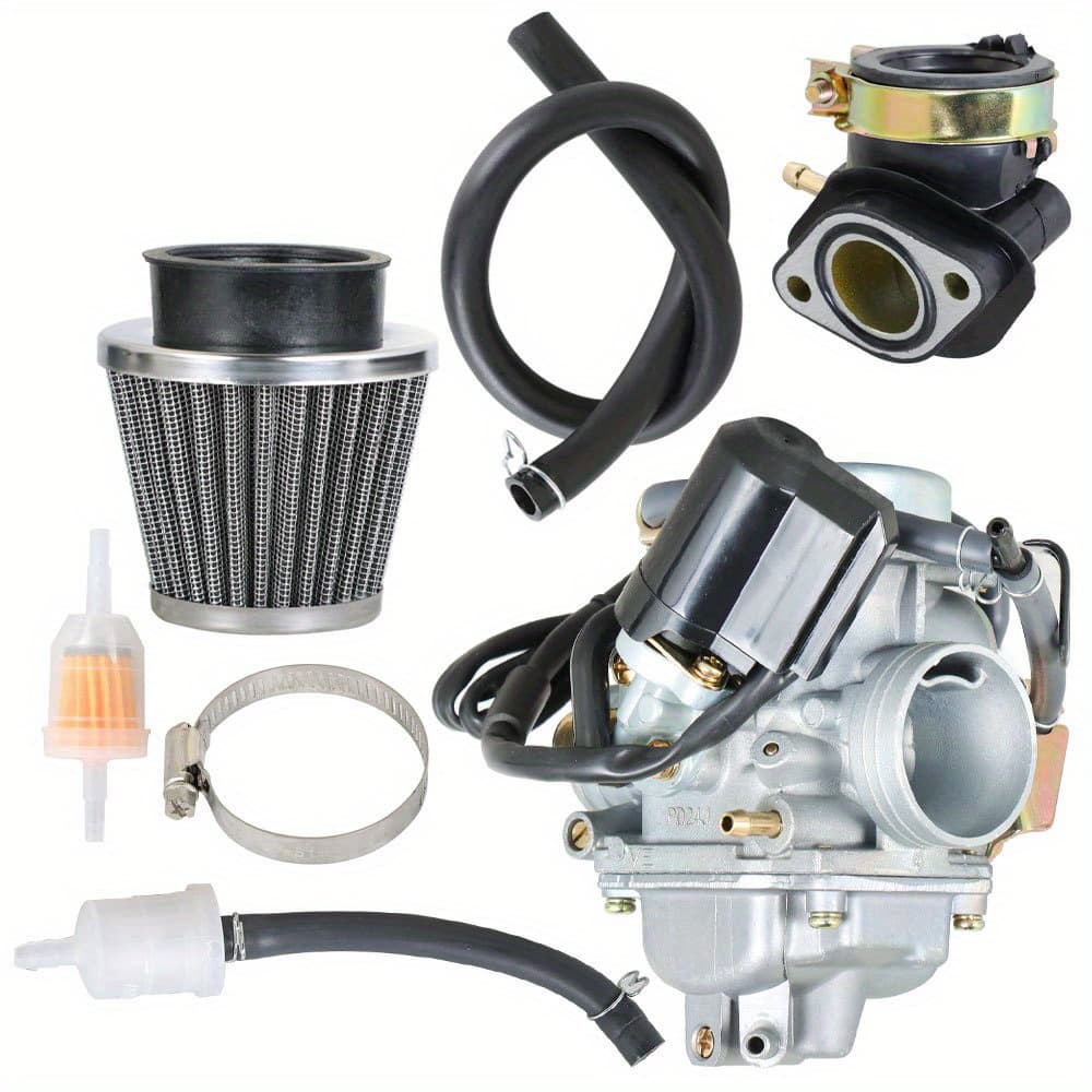 TEMU 24mm Motorcycle Carburetor With Filter Replacement For Gy6 150cc , Go Karts, Scooter,