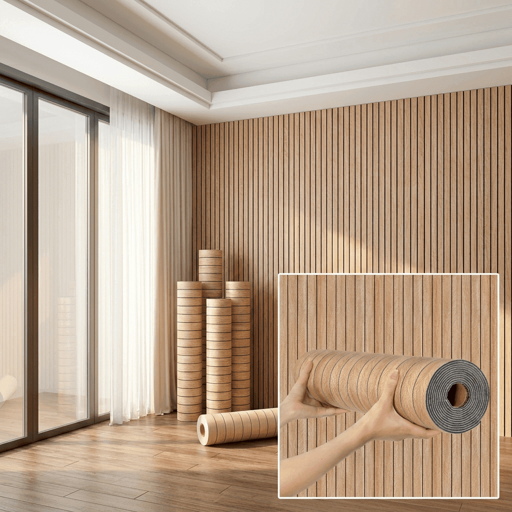 TEMU Self-adhesive 3d Wood Grain Wall Sticker - 5mm Thick , Peel And Stick Sound Insulation Wall Panels, For Projects, Perfect For Walls, Ceilings And Curved Edges, Wall Decor | Modern Wall Art