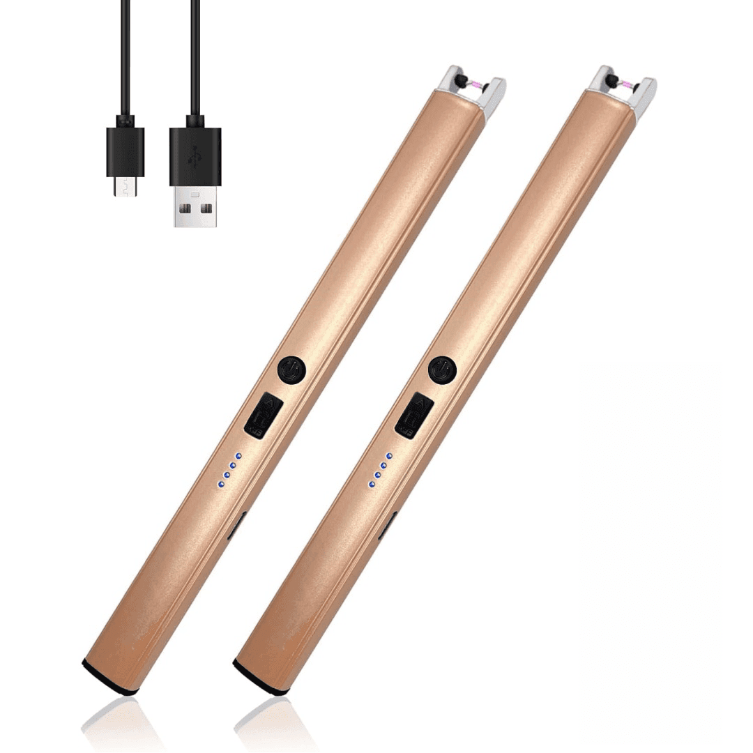 TEMU 2pcs Plasma Lighter, Candle Lighter, Windproof Flameless Electric Lighter With Display And Safety Switch, Usb-c Rechargeable Lighter, Suitable For Birthday Holiday Gifts, Tools-gift Box Packaging