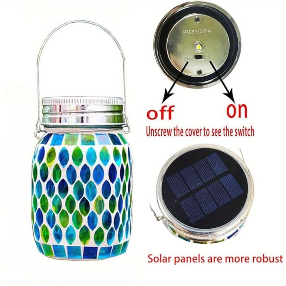 TEMU Mosaic Solar Lanterns Outdoor Hanging Lights Solar Table Lamps Metal Decorative Mosaic Glass Lights Outdoor Solar Night Lights For Garden For Patio For Pathway & Yard Decor