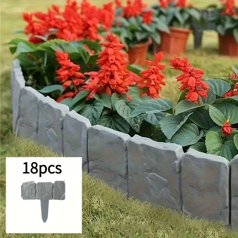 TEMU 18pcs Set- Garden Landscape Edging, Plastic Garden Fence, Lawn Fence, Autumn Garden Decoration, Easy-to-install Outdoor Vegetable Garden Lawn Landscape Partition Fence Decoration