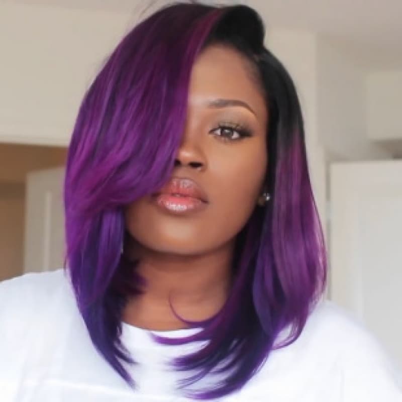 TEMU [vibrant Cosplay Costume Wig] Heat Resistant Purple Ombre Body Wave Synthetic Wig For Women | Vibrant Hairpiece, , Perfect For Halloween, Christmas And Cosplay Costume Parties