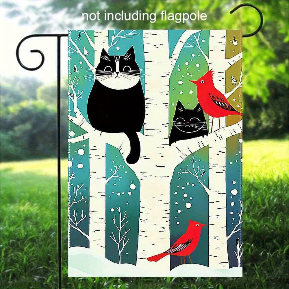 TEMU 1pc, Double-sided Printing, Garden Flag, Linen Material, Flagpole Not Included, 2d Flat Printing, Snow Scene Garden Flag