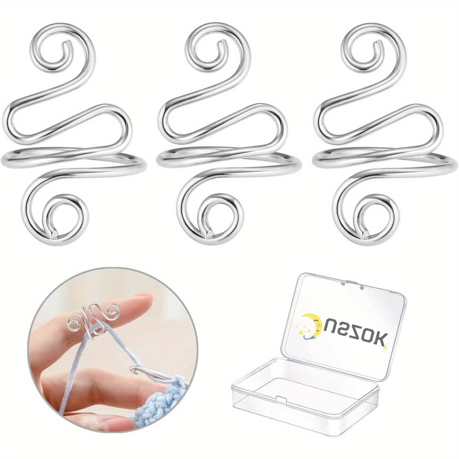 TEMU Ergonomic Crochet Ring - For Both Left And Right Hands, Made Of -free Aluminum Material, The Perfect For Crochet Enthusiasts