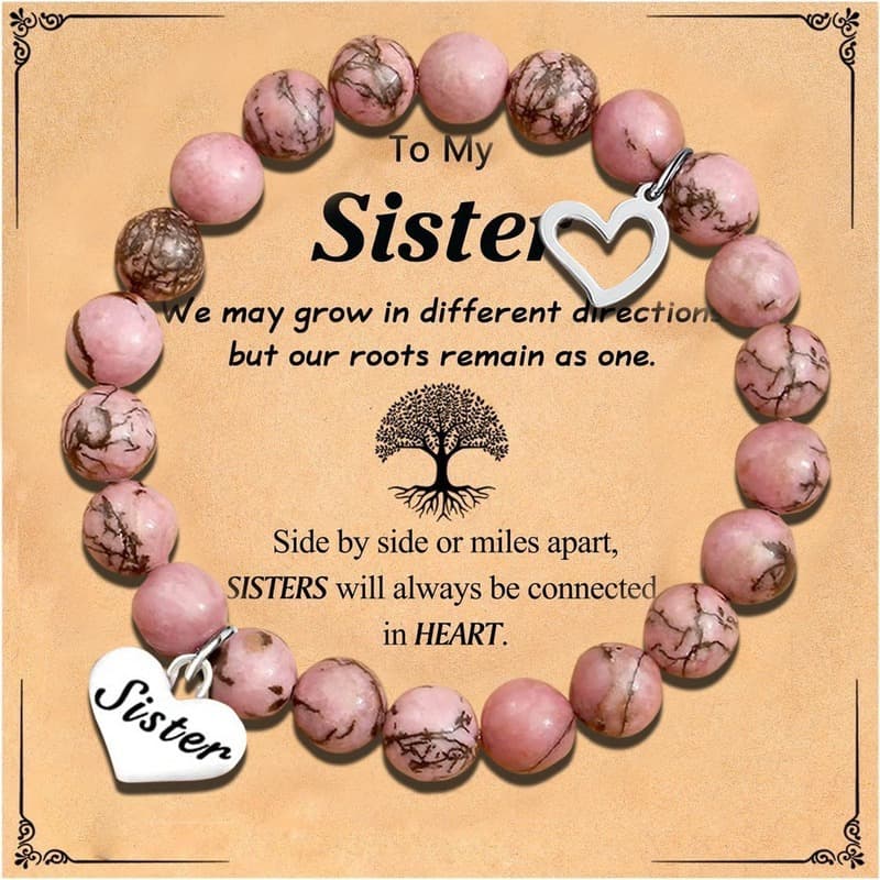 TEMU Set Of 2 Bracelets With A Gift Card, Stylish Skewer Bead Design, Perfect For Thanksgiving, Christmas, And New Year Celebrations. A Lovely Jewelry Gift For Your Sister
