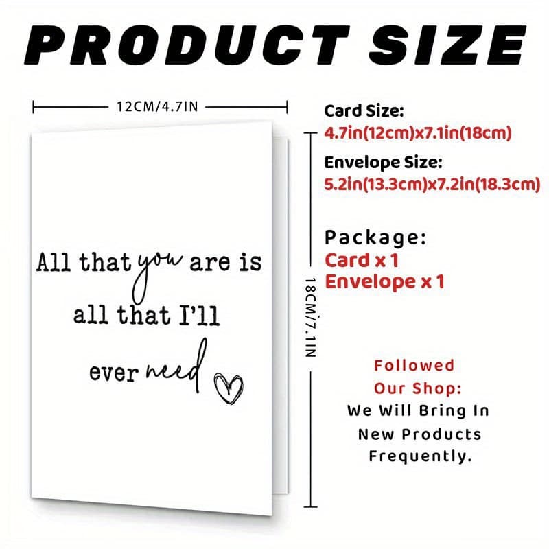 TEMU 1pc 's Day Card With Envelope - " You Are Is Ever Need" - Anniversary, Birthday, Wedding - Gift For Husband, Wife, Boyfriend, Girlfriend, Love Note Card|clean Aesthetic Card|paper Greeting Card