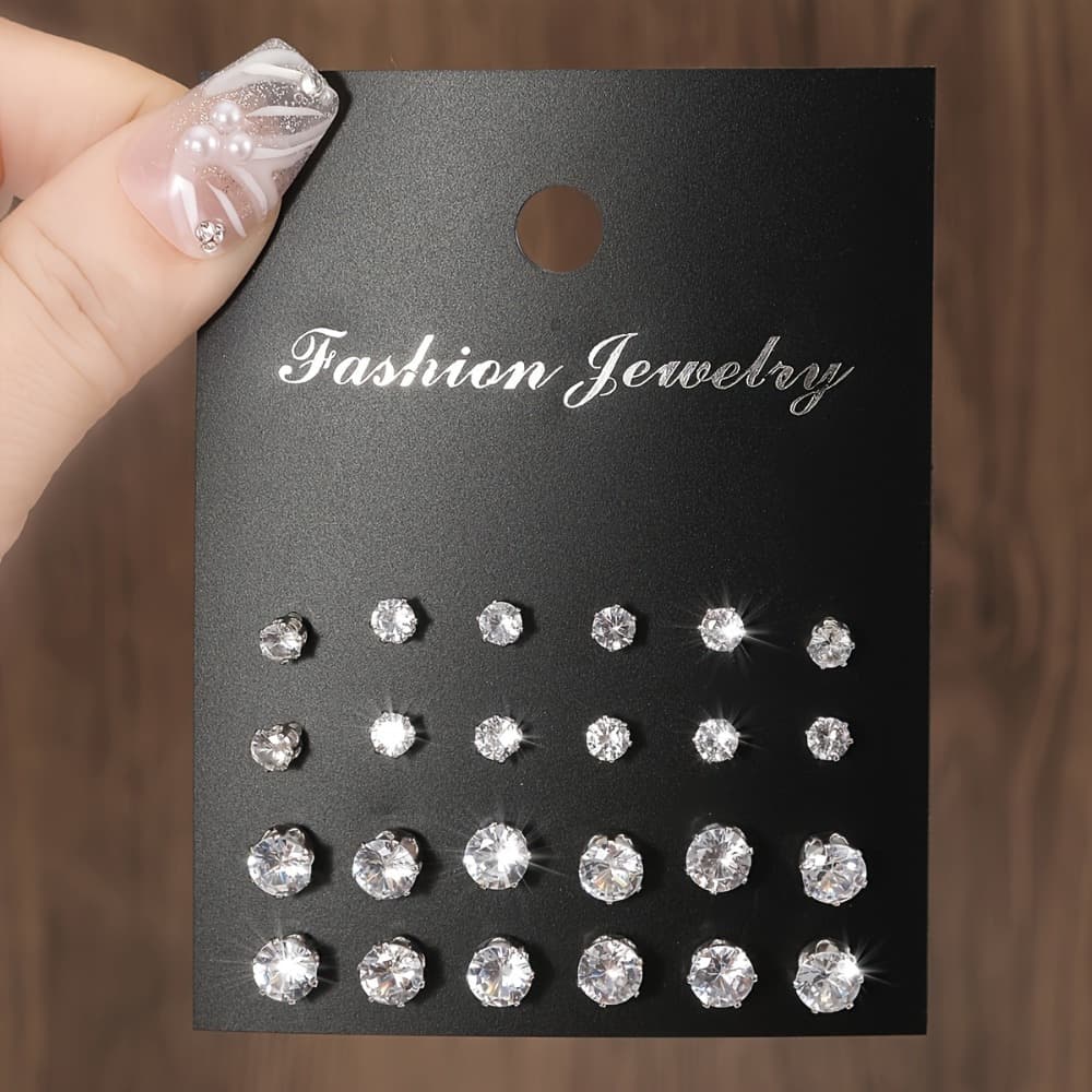 TEMU 24pcs Fashionable And Casual Square Earring Set For Women, Suitable For Men And Women Suitable For Daily Wear Holiday Gifts Valentine's Day Eid Al Fitr Gifts For