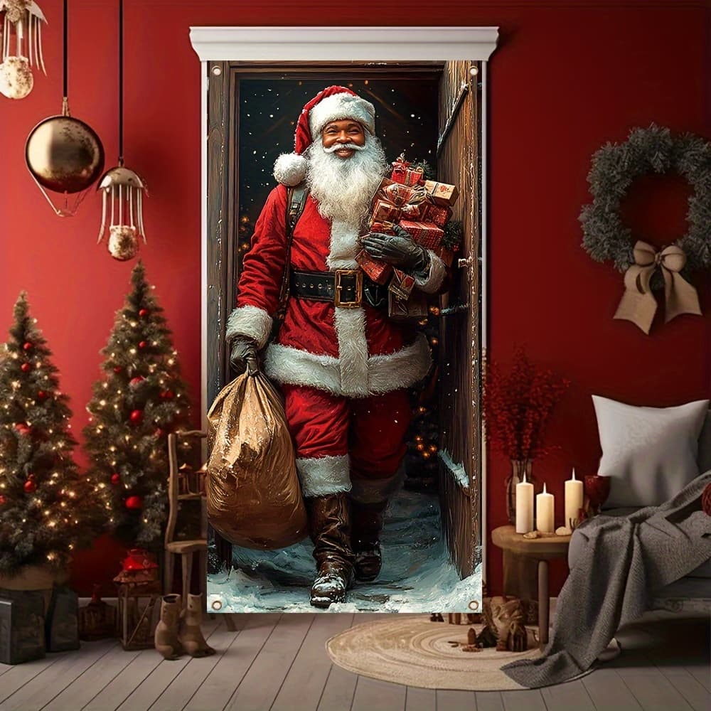 TEMU 2d Door Banner, Santa Claus Door Banner - Decoration For Christmas And New Year, Holiday Party Supplies For Indoor And Outdoor, Festive Decoration 70.8x35.4 Inches For Entrance