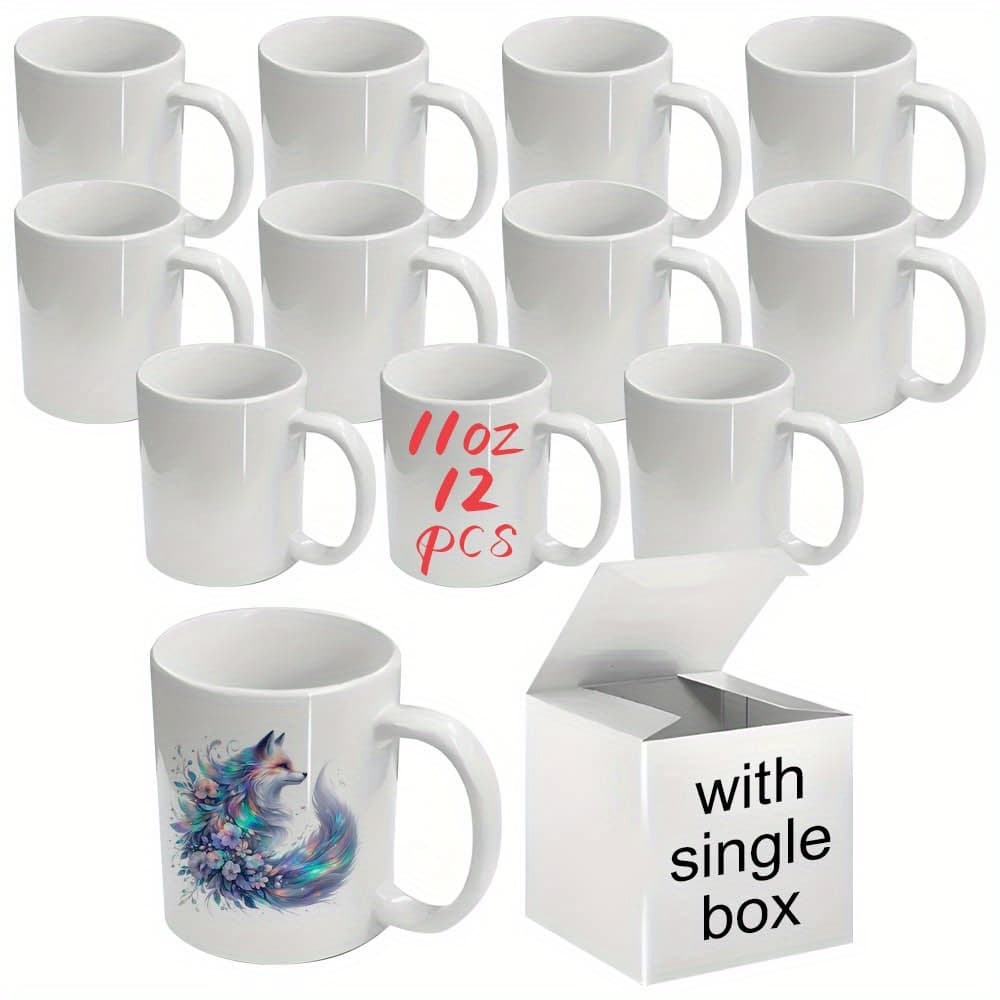 TEMU Us Warehouse 12/36pcs 11/ 15ounce White/ Cups Set Drink Cups With White Gift Boxes, 11/ 15oz Sublimation Tumblers Coffee Mugs Tea Cups For Diy Craft, Birthday Graduation Best Gifts