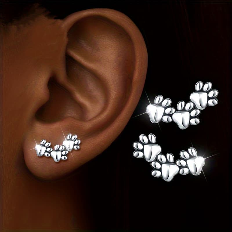 TEMU 1 Pair Animal Paw Stud Earrings, Cute Claw Design, Fashion Jewelry For Women, Perfect Gift For Christmas & All