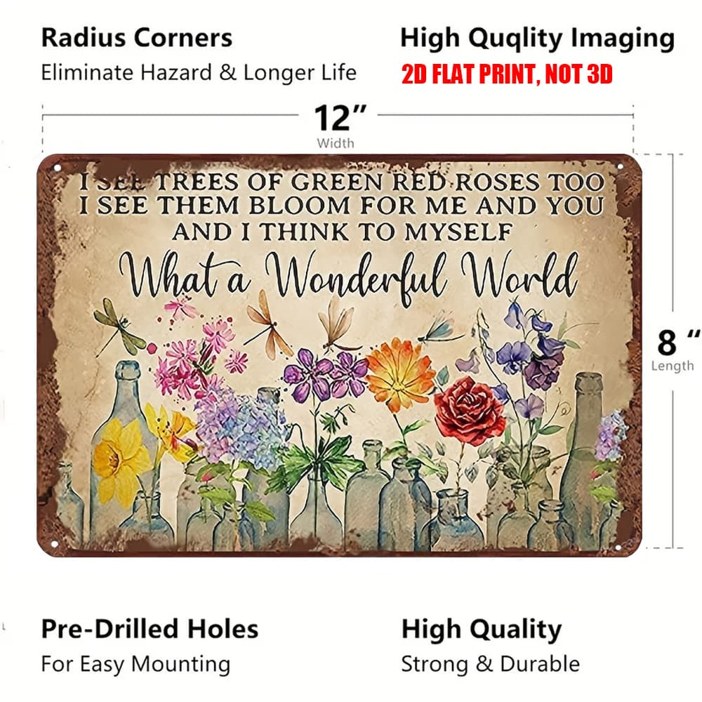 TEMU 2d Flat - 2d Retro Metal Signboard, Dragonfly Is Such A Flower, Potted Plants And Colorful , Retro Flower Vase Flower , Suitable For Home, Cafe, Garden, Gallery, School, Garage