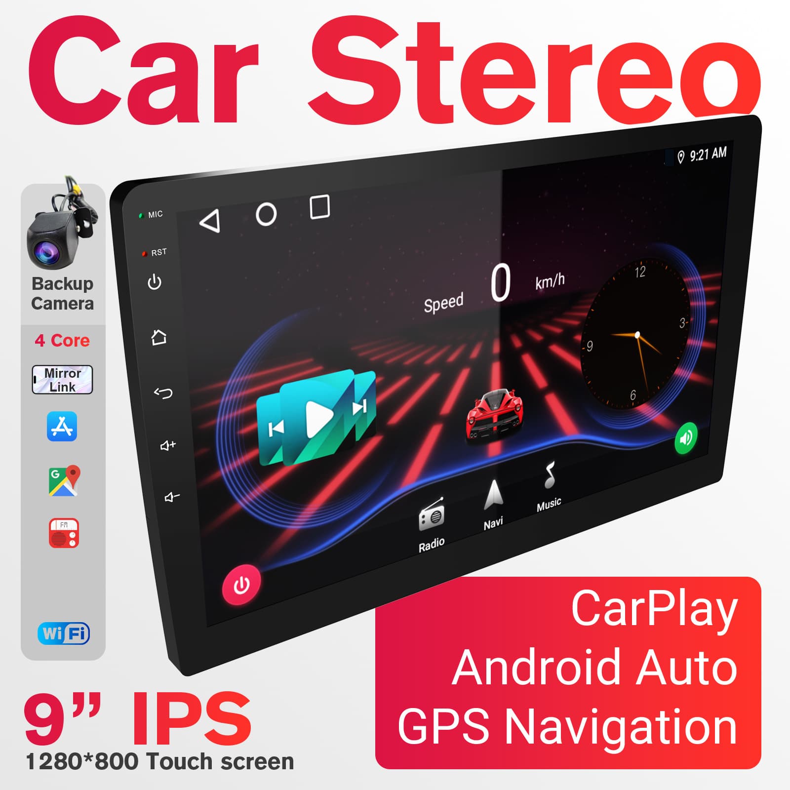 TEMU 9" 13 Car Stereo With & Auto, 64gb+4gb Double Din Navigation, 8-core Processor, Hd Touchscreen, Steering Wheel Control, Wifi/wireless, Dash Cam Compatible, Fm/mp3/rds Radio Car Accessories