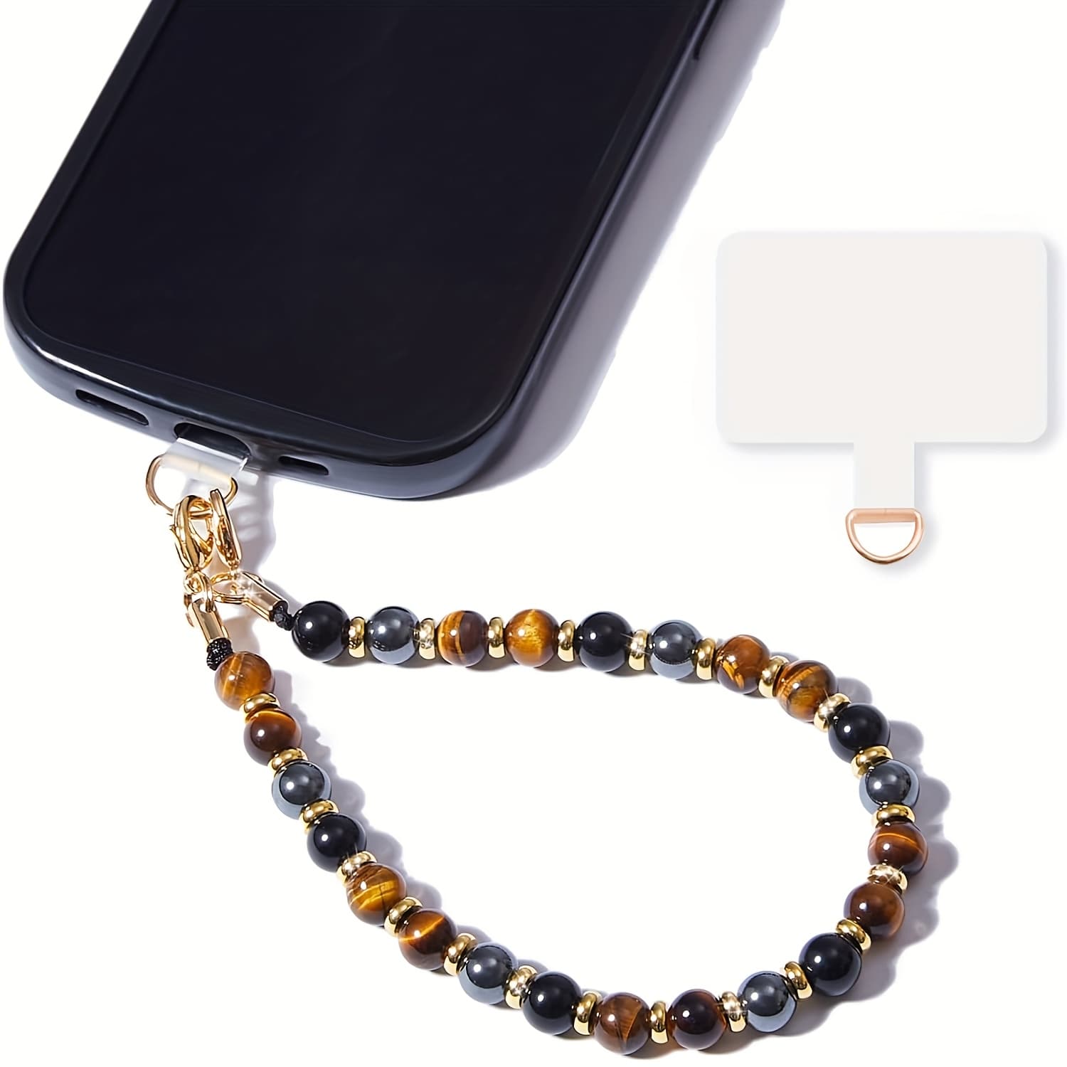 TEMU A Eye Natural Stone Phone Lanyard, Phone Strap With A Stopper, Phone Chain Strap, Wrist Strap, Compatible With Women's Phones
