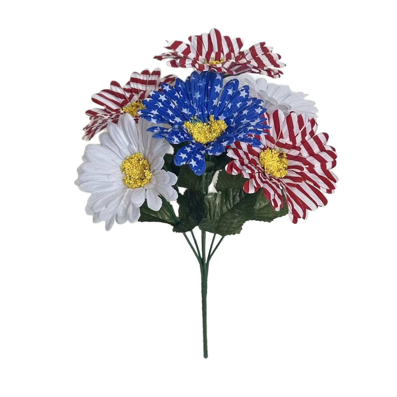 TEMU 3pcs 250th Anniversary Artificial Daisy Flowers - 7-heads Suitable For , Patriotic Faux Daisies, Reusable Table Centerpiece For Home Decor, Plastic Bouquet For Day